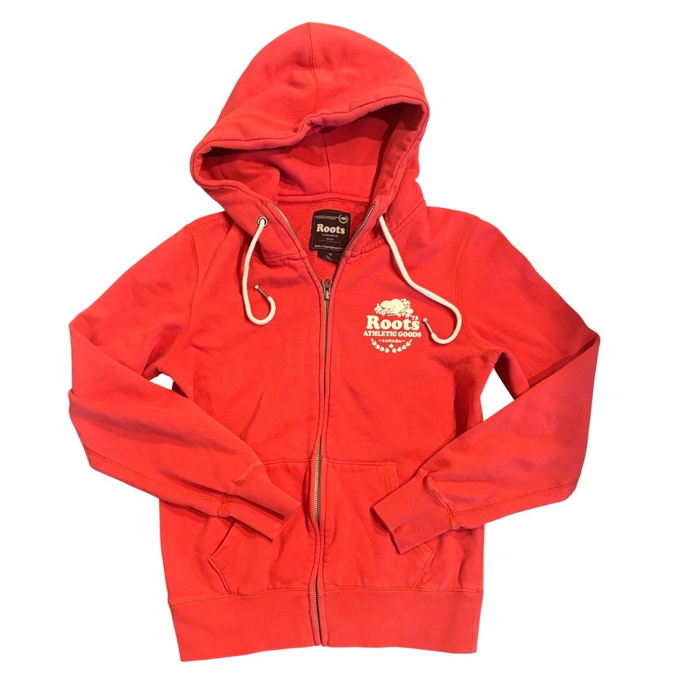 Roots Athletic Goods Womens Red Coral Full Zip Hoodie‎ Size Small